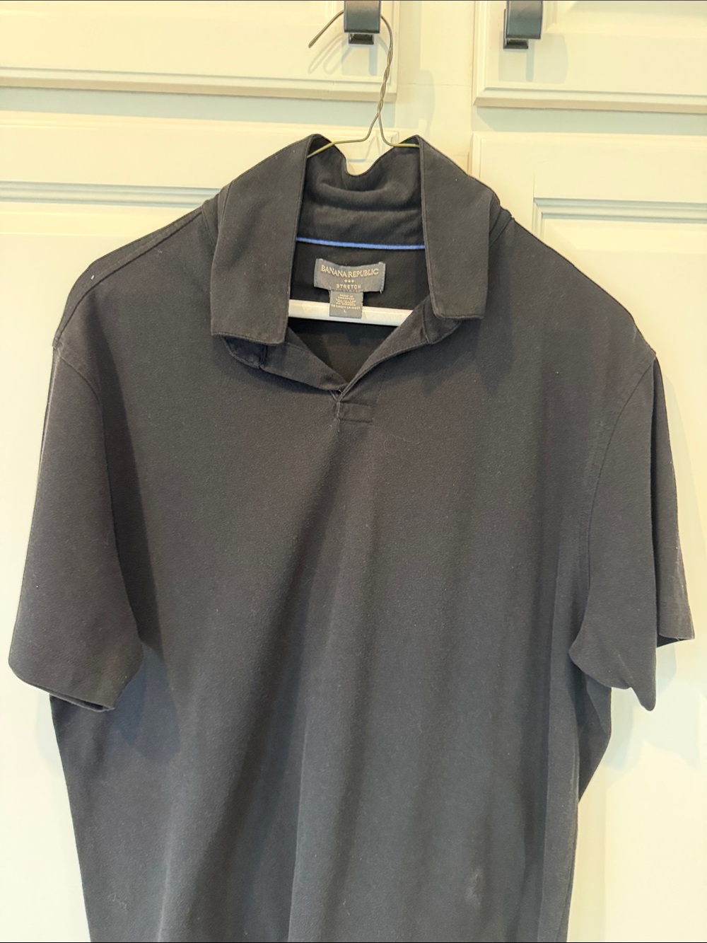 Banana Republic Men's Black Polo with Contrast Neck Trim